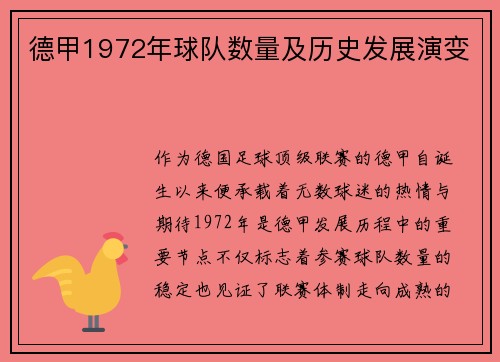 德甲1972年球队数量及历史发展演变